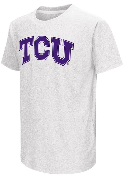 Colosseum TCU Horned Frogs Youth White Graham Short Sleeve Tee - Unique NCAA Shirt for Fans and Students