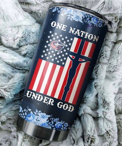 Columbus Blue Jackets NHL Tumbler - One Nation Under God, Indivisible, and Full of Drink