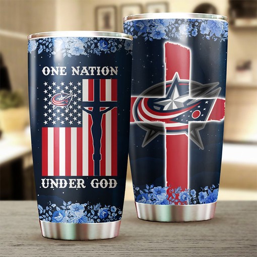 Columbus Blue Jackets NHL Tumbler - One Nation Under God, Indivisible, and Full of Drink - Image 2