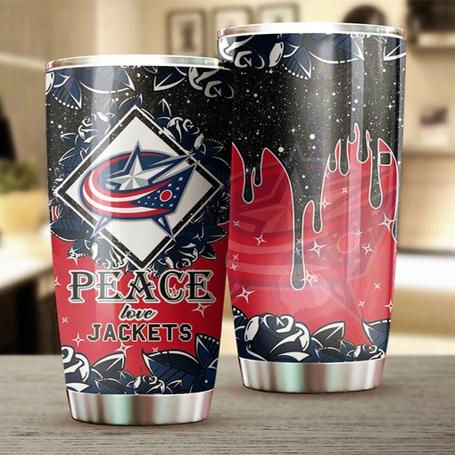 Columbus Blue Jackets NHL Tumbler - Peace Love Tumbler with Sporting Design for Hockey Fans - G Fanatics - Image 2