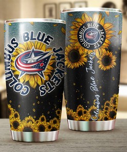 Columbus Blue Jackets NHL Tumbler with Sunflower Design - Best Drink Container for Sports Fans