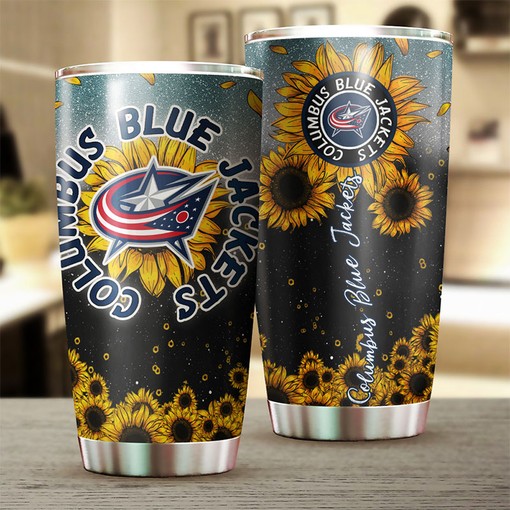 Columbus Blue Jackets NHL Tumbler with Sunflower Design - Best Drink Container for Sports Fans