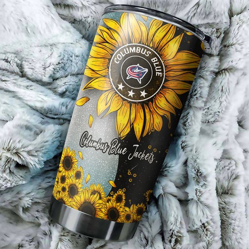 Columbus Blue Jackets NHL Tumbler with Sunflower Design - Perfect for Fan