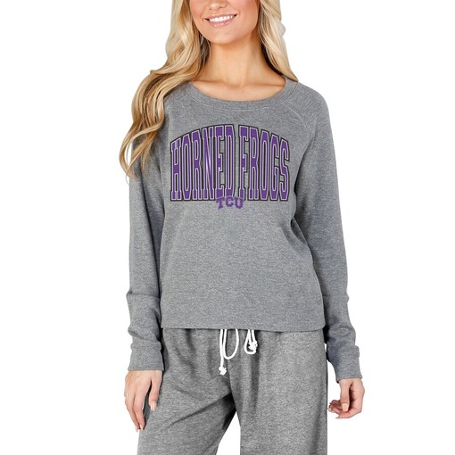 Concepts Sport Women's Mainstream Terry Long Sleeve T-Shirt for TCU Horned Frogs, Official University Football Shirts