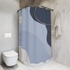 Contemporary Art Modern Blue Gold Boho Abstract Pattern Shower Curtain
