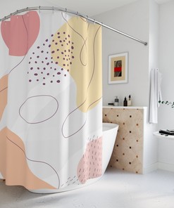 Contemporary Art Peaceful and Neutral Warm Earth Colors Boho Abstract Pattern Shower Curtain