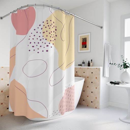 Contemporary Art Peaceful and Neutral Warm Earth Colors Boho Abstract Pattern Shower Curtain