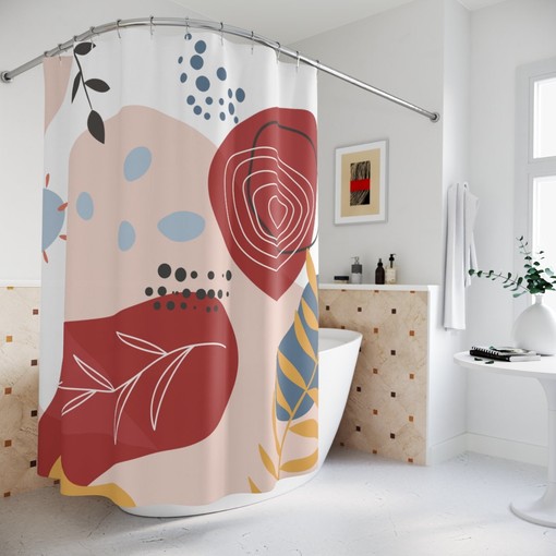 Contemporary Art Peaceful and Neutral Warm Earth Colors Boho Abstract Pattern Shower Curtain