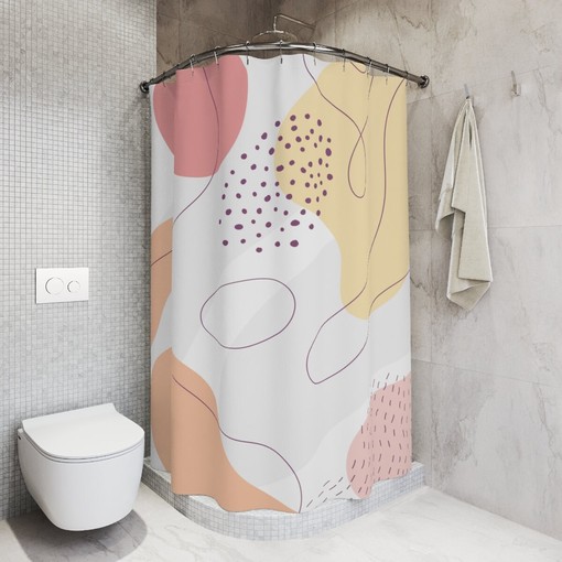 Contemporary Art Peaceful and Neutral Warm Earth Colors Boho Abstract Pattern Shower Curtain - Image 2