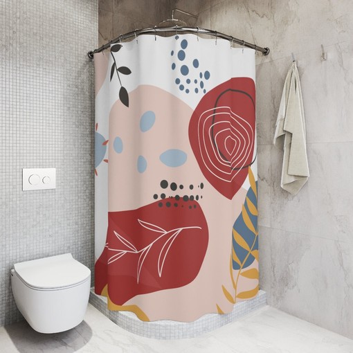 Contemporary Art Peaceful and Neutral Warm Earth Colors Boho Abstract Pattern Shower Curtain - Image 2