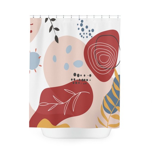 Contemporary Art Peaceful and Neutral Warm Earth Colors Boho Abstract Pattern Shower Curtain - Image 3