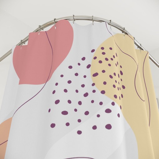 Contemporary Art Peaceful and Neutral Warm Earth Colors Boho Abstract Pattern Shower Curtain - Image 4