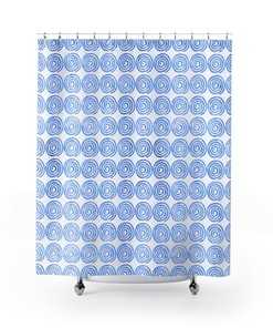 Contemporary Blue Spirals Shower Curtain for College Dorms