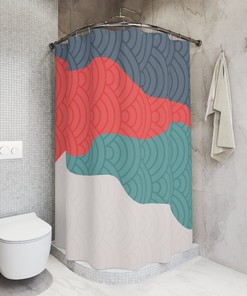 Contemporary Design Modern Pal Minimal Japanese Boho Abstract Circles Shower Curtain