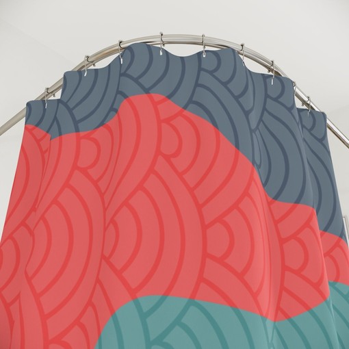Contemporary Design Modern Pal Minimal Japanese Boho Abstract Circles Shower Curtain - Image 3