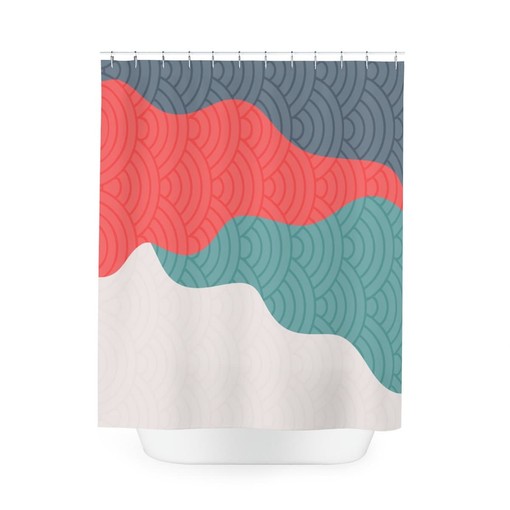 Contemporary Design Modern Pal Minimal Japanese Boho Abstract Circles Shower Curtain - Image 4