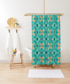 Contemporary Earth Tones Minimalist Shower Curtain in Abstract Art Design with Eco-Friendly