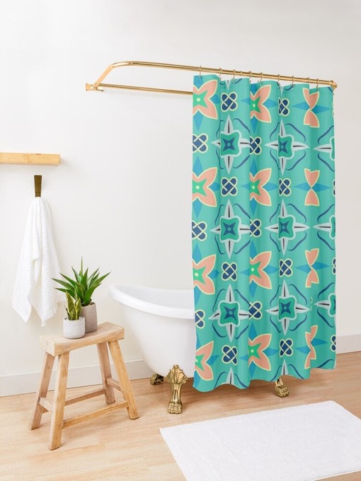 Contemporary Earth Tones Minimalist Shower Curtain in Abstract Art Design with Eco-Friendly - Image 2