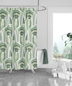 Contemporary Green Modern Abstract Shower Curtain for Fashionable Decor