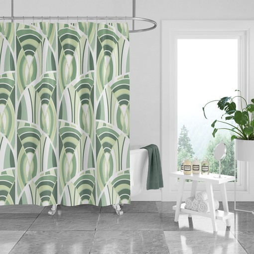 Contemporary Green Modern Abstract Shower Curtain for Fashionable Decor