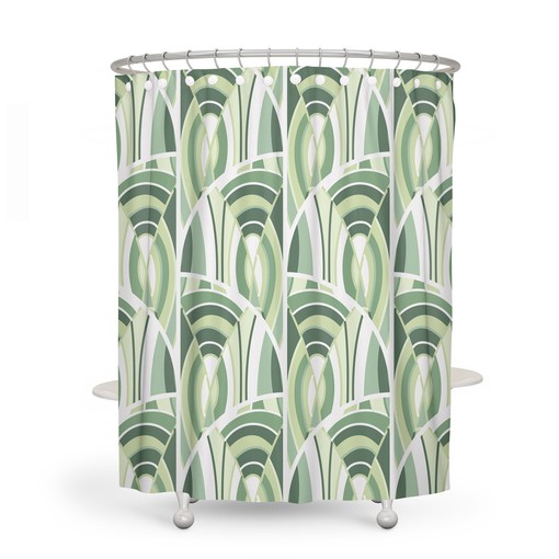 Contemporary Green Modern Abstract Shower Curtain for Fashionable Decor - Image 2
