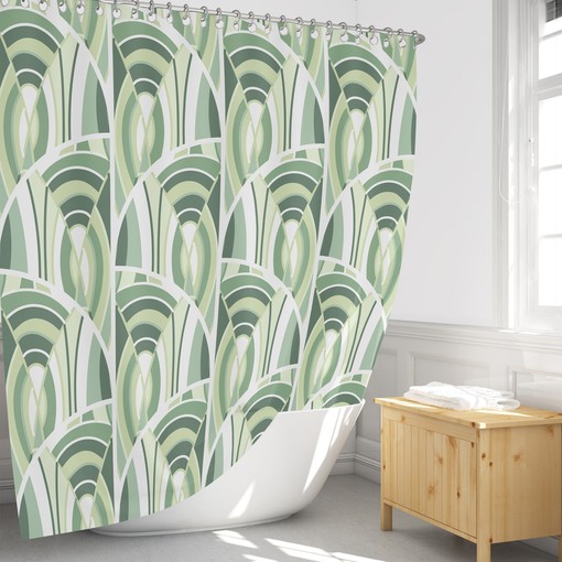Contemporary Green Modern Abstract Shower Curtain for Fashionable Decor - Image 3