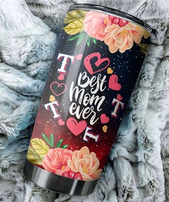 Cool Flower Best Moms Ever with Personalization and MLB Logo - Texas Rangers MLB Tumbler with Personalized Tumbler