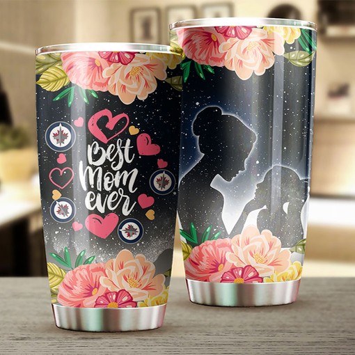 Cool Flower Design Tumbler for Mom, Winnipeg Jets NHL - Image 2