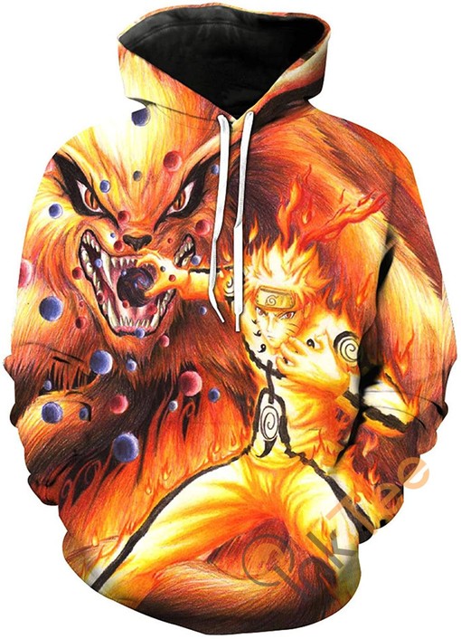 Cool Naruto Print Pullover Front Pocket All Over Print Hoodie 3D with Striking Artwork