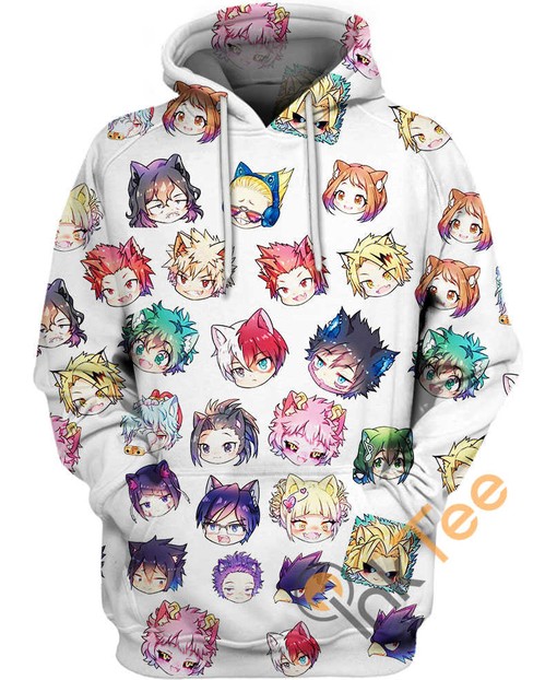 Cool Patterned 3D My Hero Academia Hoodie with Face Masks