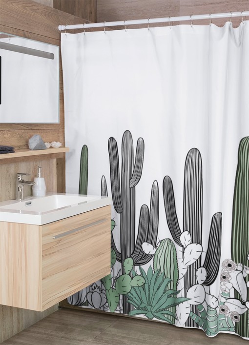 Cool Southwest Style Desert Cactus Plants Shower Curtain - Image 2