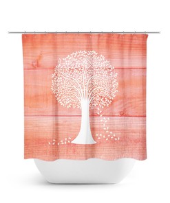 Coral Orange Shower Curtain - Cute and Country for Farmhouse Bathroom Decor