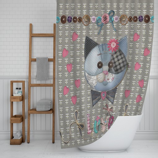 Country Cat Farmhouse Shower Curtain for Cat Lovers and Bathroom Fans - Image 2
