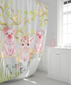 Country Chic Little Pigs Shower Curtain for Your Farmhouse Bathtub