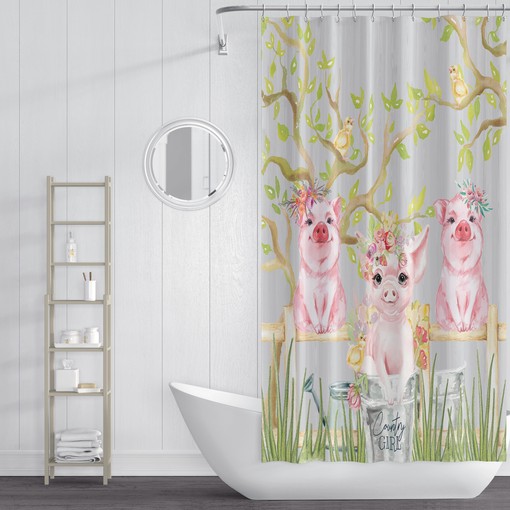 Country Chic Little Pigs Shower Curtain for Your Farmhouse Bathtub - Image 3