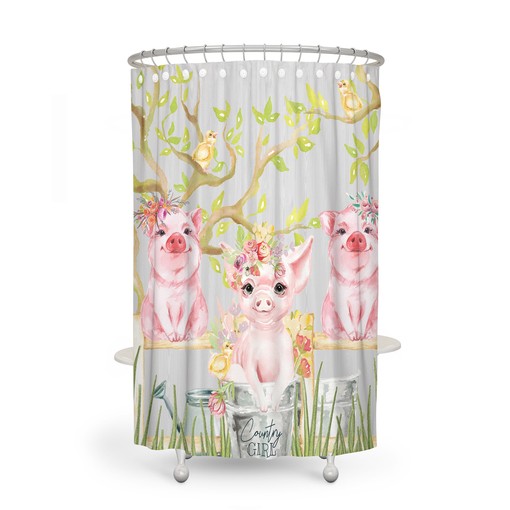 Country Chic Little Pigs Shower Curtain for Your Farmhouse Bathtub - Image 4