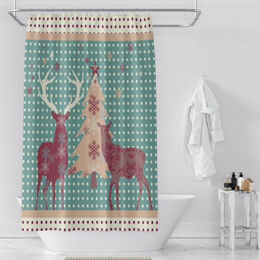 Country Woodland Deer Christmas Shower Curtain with Bath Mat and Towels for a Cozy Retreat - Image 2
