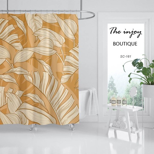 Cozy Autumn Leaves Bathroom Shower Curtain, Leaf Home Decor, Waterproof Washable Bath Curtain with Hooks - Image 2