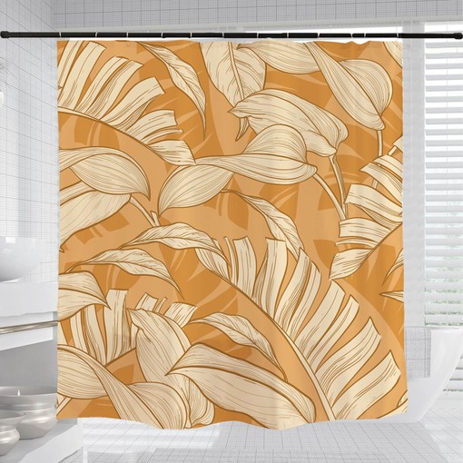 Cozy Autumn Leaves Bathroom Shower Curtain, Leaf Home Decor, Waterproof Washable Bath Curtain with Hooks - Image 3