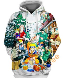 Cozy Merry Christmas Naruto All Over Print Hoodie 3D with Festive Design