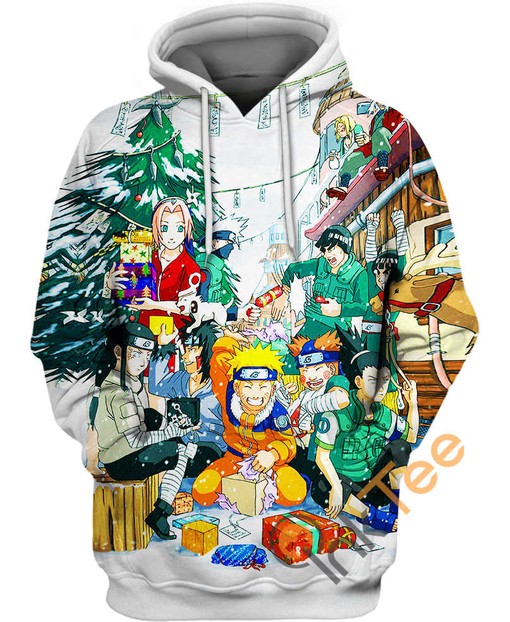 Cozy Merry Christmas Naruto All Over Print Hoodie 3D with Festive Design