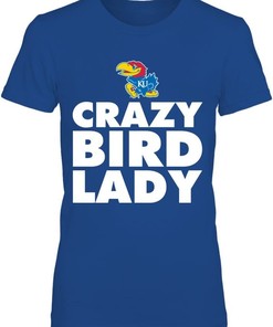 Crazy Bird Lady Red Kansas Jayhawks Shirt - NCAA College Shirts for Women
