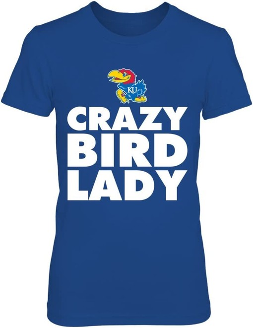 Crazy Bird Lady Red Kansas Jayhawks Shirt - NCAA College Shirts for Women
