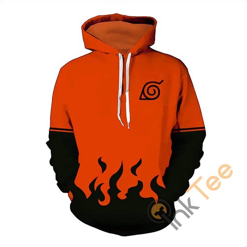Creative Naruto Print Pullover Front Pocket All Over Print Hoodie 3D with Artistic Design