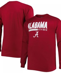 Crimson Alabama Crimson Tide Big & Tall Two-Hit Raglan Long Sleeve T-Shirt with NCAA Shirt Kids