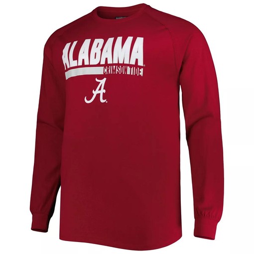Crimson Alabama Crimson Tide Big & Tall Two-Hit Raglan Long Sleeve T-Shirt with NCAA Shirt Kids - Image 2