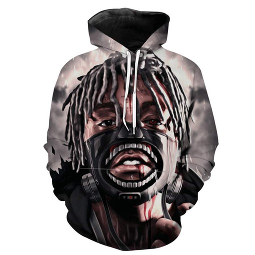 Cross-Over Hoodie - 3D Print of Juice Wrld x Tokyo Ghoul Collaboration