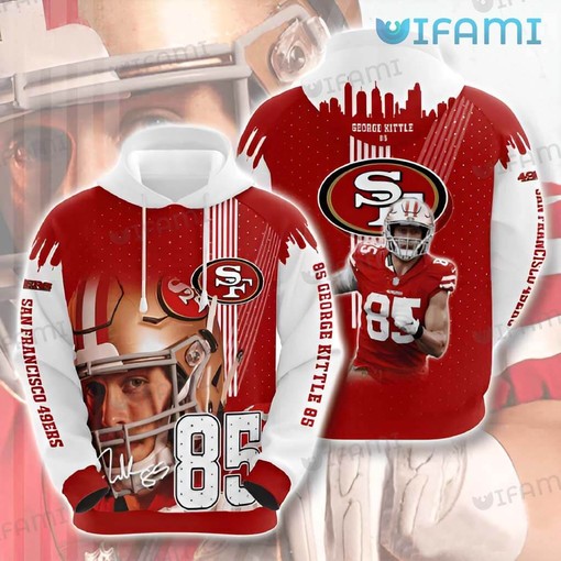 Custom 3D Signature Hoodie - George Kittle 85 3D Printful for 49ers Fans