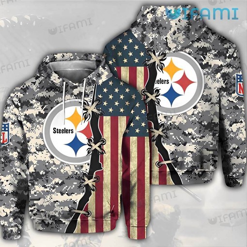 Custom All Over Print Hoodie - Steelers USA Flag Camo Pattern with Unique Design