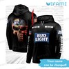 Custom Bud Light All-Over Print 3D Punisher Skull US Flag Beer Hoodie